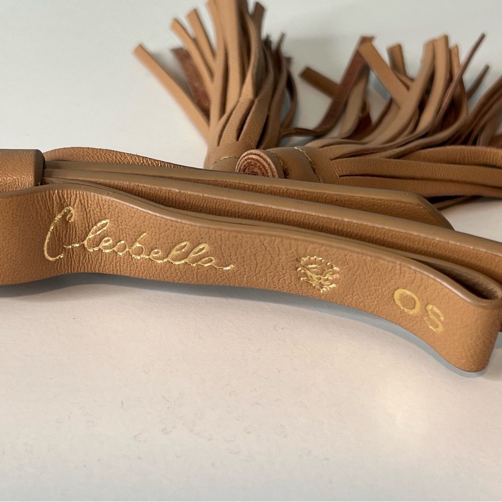 Cleobella Narrow Tan Adjustable Tassel Leather Belt. OS. - Picture 3 of 10
